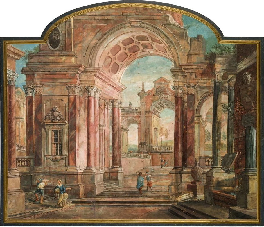 Capriccio architettonico con colonnato - attribuito